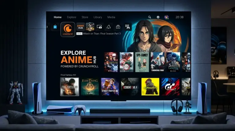 Hub anime Crunchyroll interface PlayStation 5