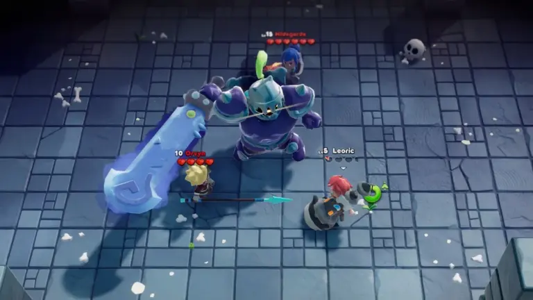 Combat de boss en coopération dans un donjon de Scramble Knights Online