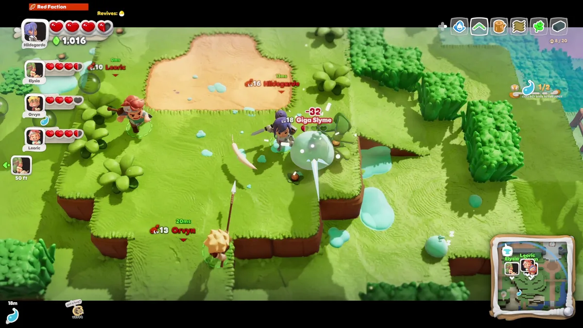 Scramble Knights Online combat coopératif à 4 joueurs contre un Giga Slyme dans le Xbox Game Pass