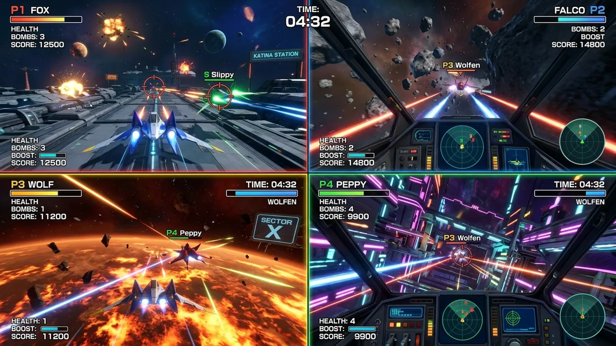 Star Fox Switch 2 écran partagé