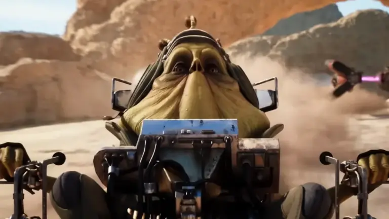 Star Wars Galactic Racer podracing en plein désert