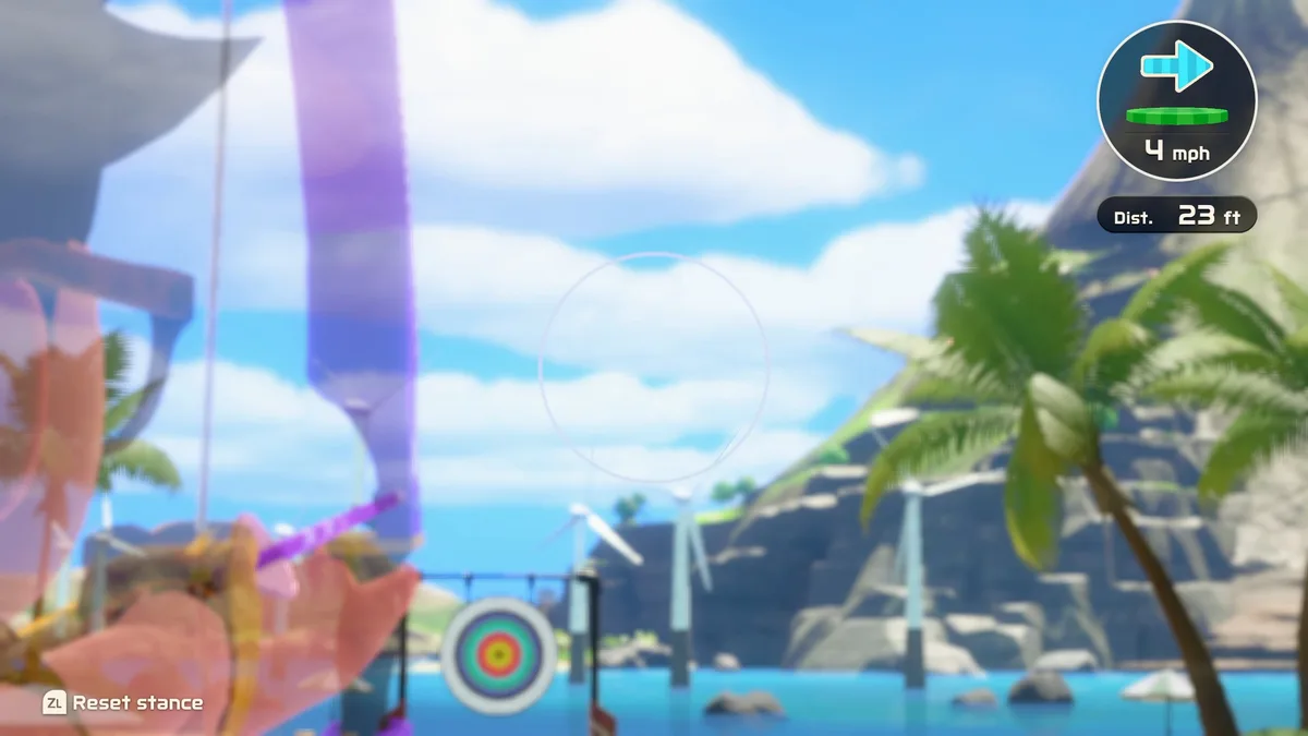 Nintendo Switch Sports Resort Tir a l arc Beach B repere de visee reticule