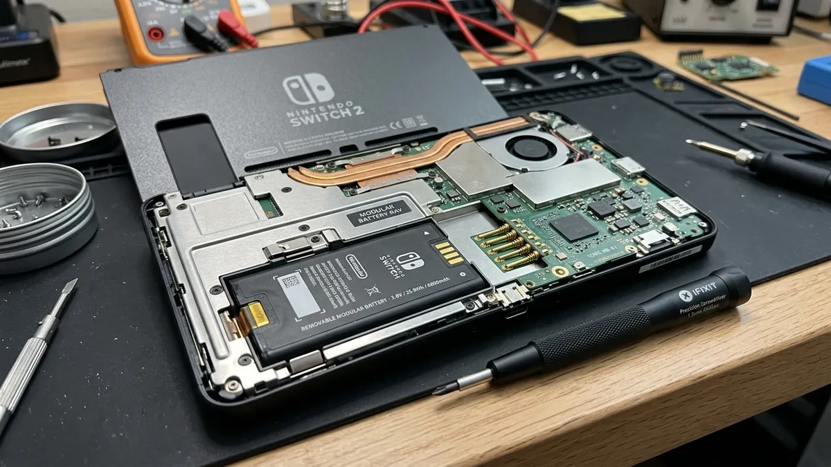 Nintendo Switch 2 modular battery bay disassembly