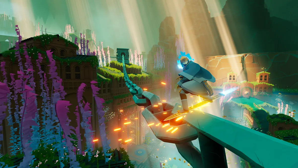 Gameplay de Sword of the Sea sur Hoversword avec la musique d Austin Wintory
