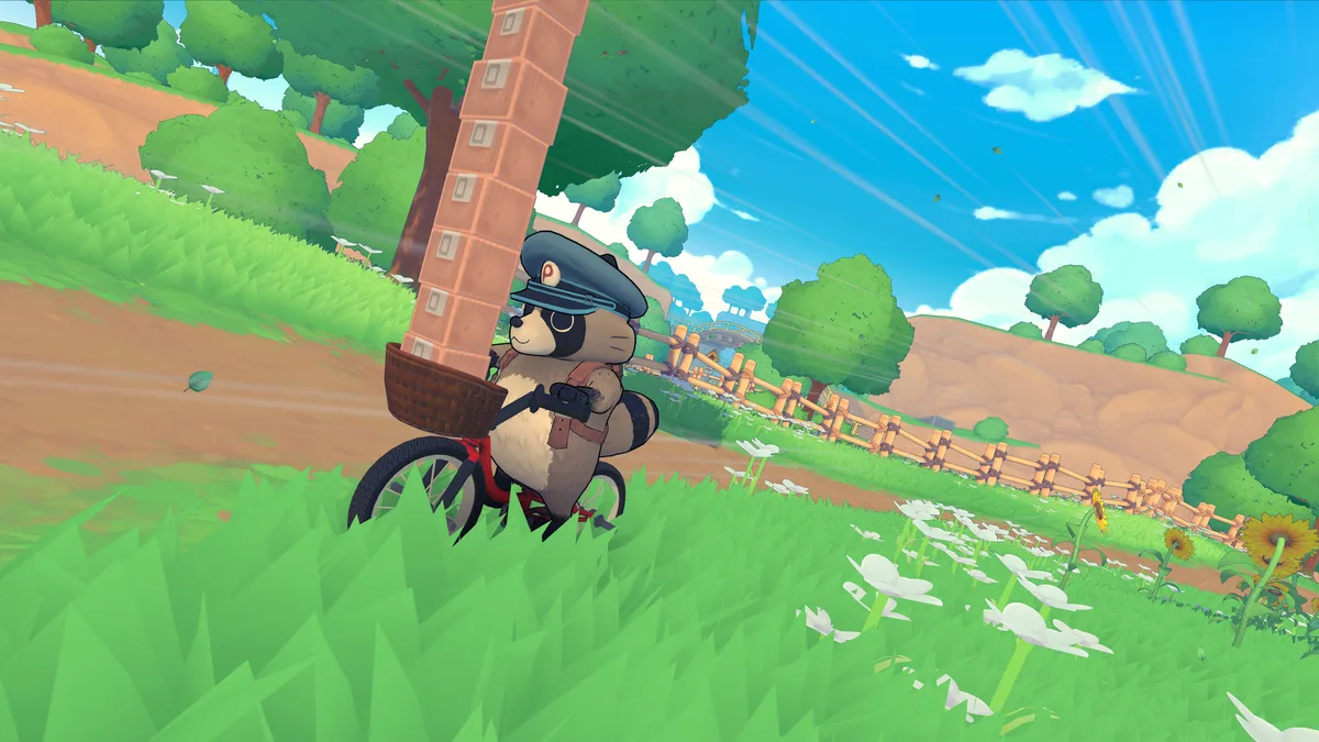 Pon en pleine livraison de colis en BMX dans une ville japonaise de TANUKI: Pon's Summer