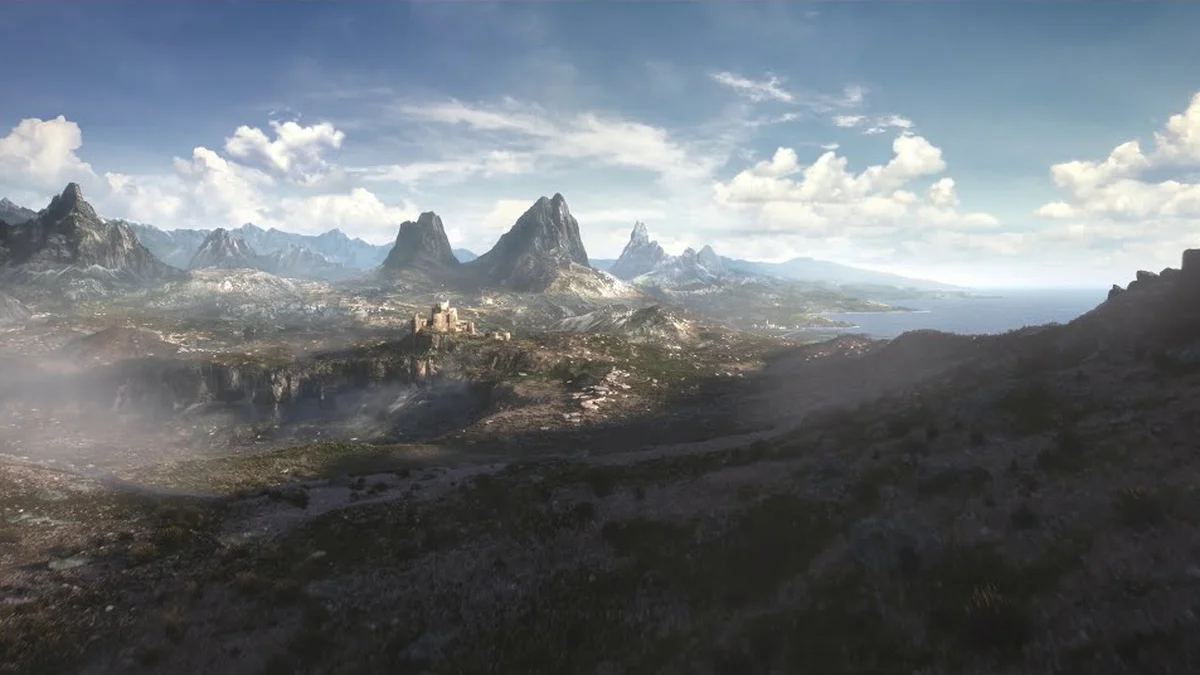Panorama côtier et citadelle de Martelfell dans The Elder Scrolls VI: Sentinel de Bethesda Game Studios