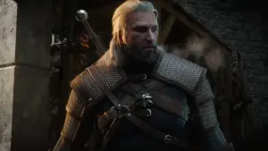 Geralt de Riv en armure dans The Witcher 3: Wild Hunt Remastered avec la clarté visuelle améliorée du patch 5.01 sur Nintendo Switch 2