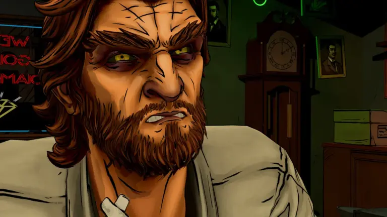Bigby Wolf aux yeux jaunes dans The Wolf Among Us Remastered