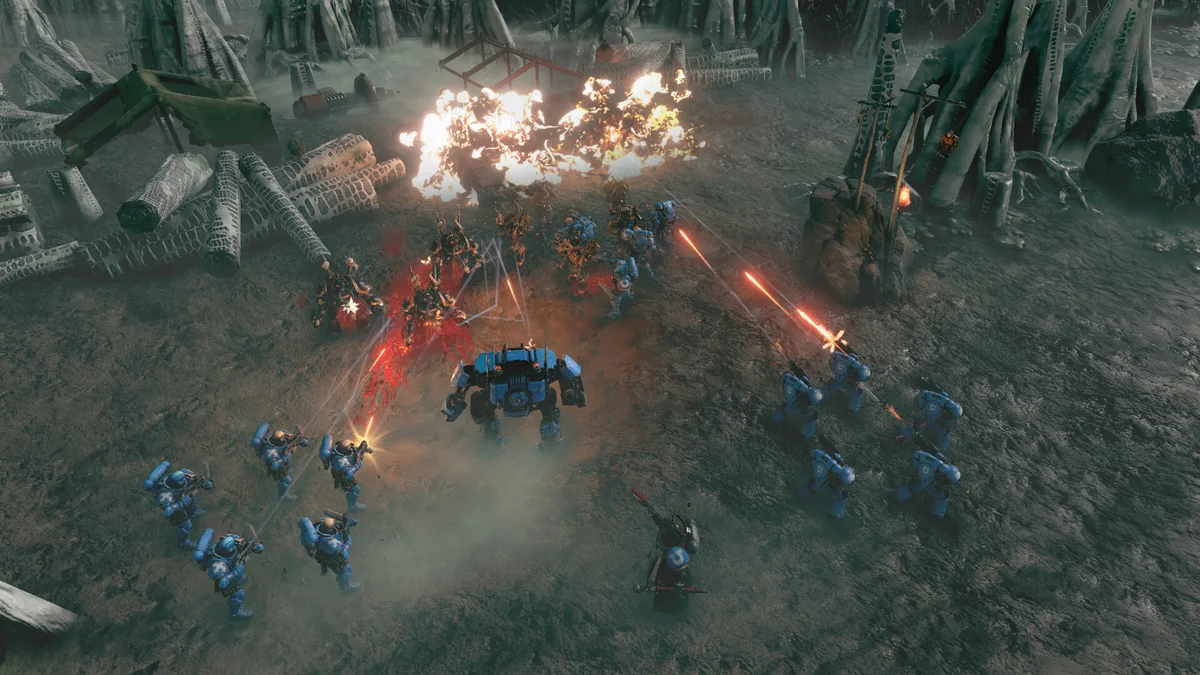 Affrontement tactique entre les Ultramarines et la Black Legion sur Foran Prime dans Warhammer 40,000: Battlesector Courage and Catastrophe