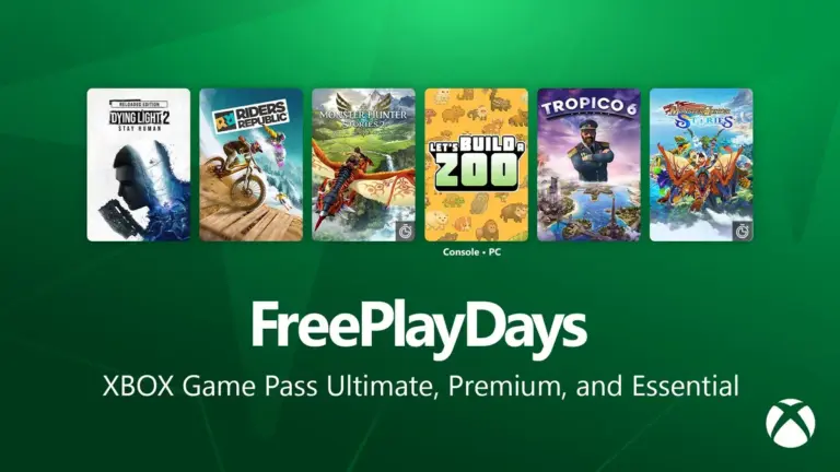 Bannière officielle Xbox Free Play Days du 22 au 25 octobre 2026 avec Dying Light 2, Riders Republic et Tropico 6