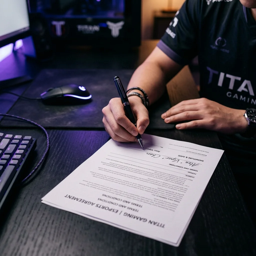 Signature de contrat de joueur professionnel esport