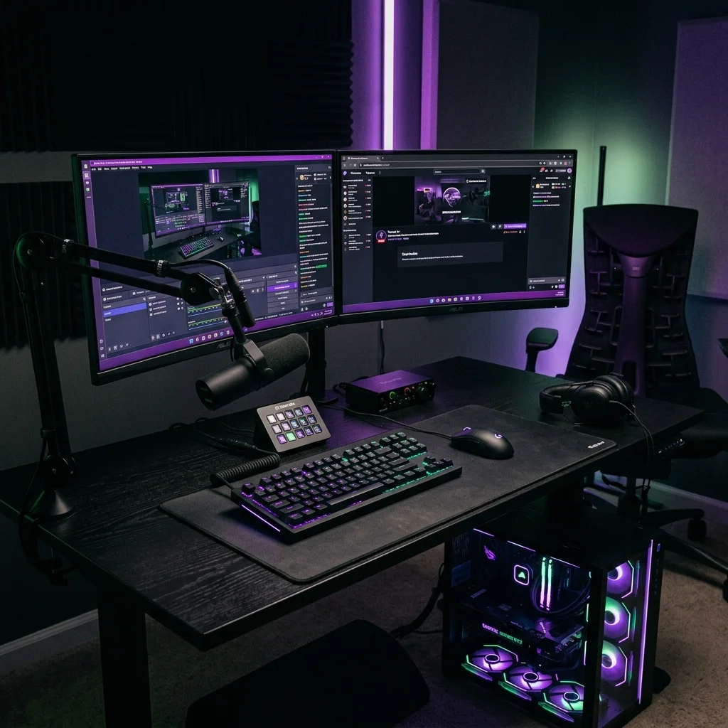 Setup de streaming avec matériel Razer et Corsair