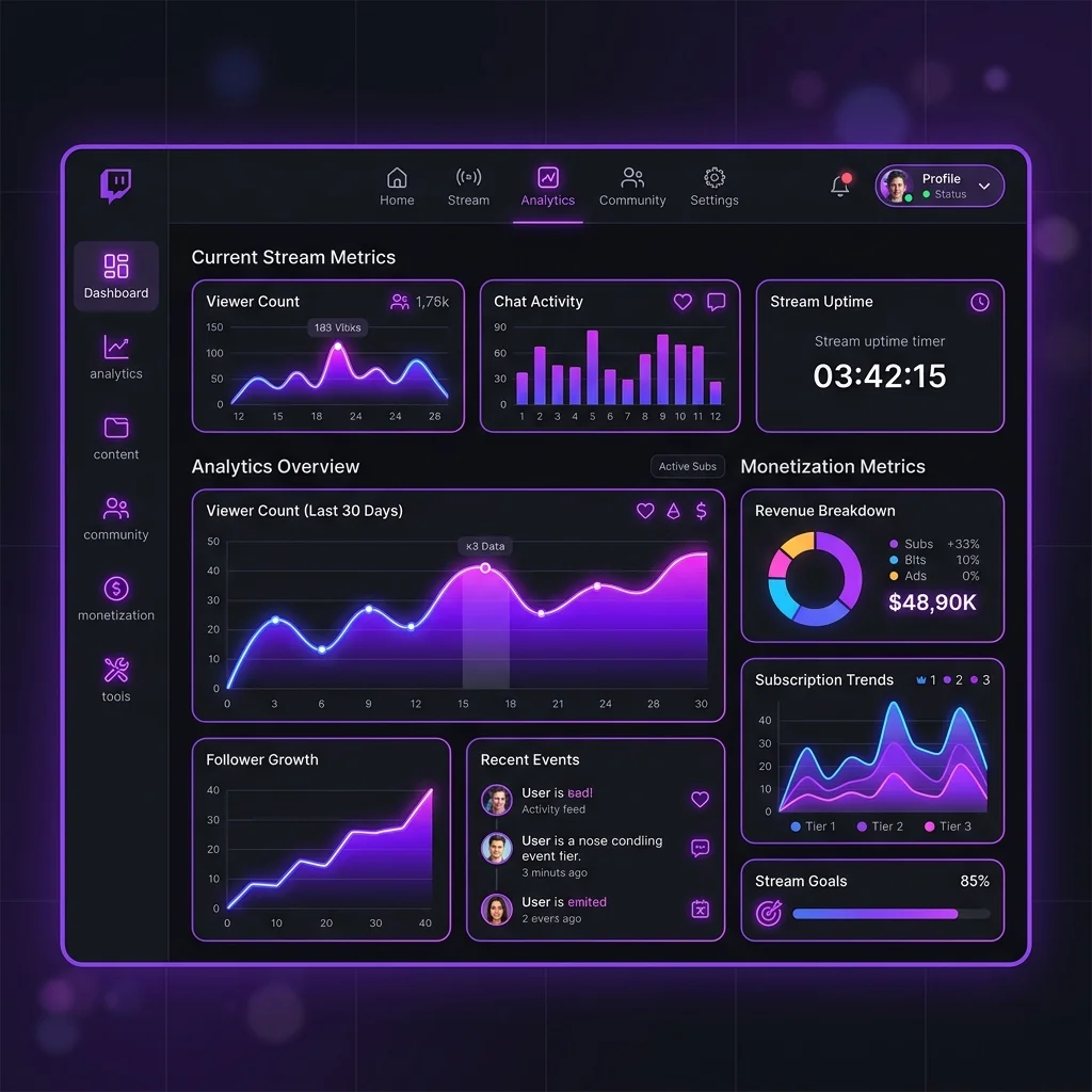 Dashboard créateur Twitch